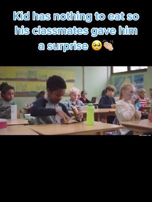 A post by @momentsweforget on TikTok caption: Fair play to his classmates 🙌🏼👏🏼#school #kids #teamwork #proud #life #foryoupage #respect #food #heart #kindness #young