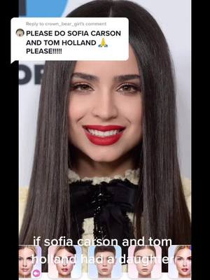 A post by @gimme_my_cheetos_bitch on TikTok caption: Reply to @crown_bear_girl she fine #fyp #sofiacarson #tomholland #faceapp #foryoupage❤️❤️