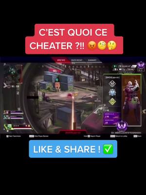 A post by @actu360_ on TikTok caption: 💠 C’EST QUOI CE CHEATER ?! AIMBOT ? 💠😡 #foryou #pourtoi #viral #fy #foryoupage #foryourpage #gaming #gamer #apex #apexlegends #pc #ps4 #