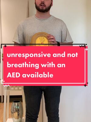 A post by @firstaidtoolkit on TikTok caption: How to help someone who is unresponsive and not breathing with an AED available. #firstaid #LearnOnTikTok