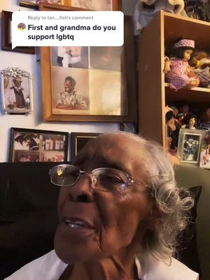 A post by @thingsgrandmasay on TikTok caption: Reply to @tan....fish Grandma Lillie. She doesn’t know what LBGTQ#grandmalillie #LGBTQ #womensupportingwomen #womensupportingwomen