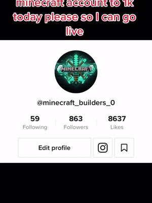 A post by @ksi_king1 on TikTok caption: Can we get my minecraft account to 1k today so I can go live @minecraft_builders_0 #plsfollow #englandfootball #England #englandintothefinals