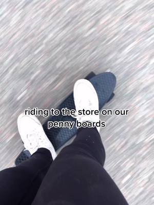 A post by @pennyygirls on TikTok caption: riding to the store on our penny boards! (both owners)💜 #penny #board #pennyboard #riding #store #fyp #foryou #foryoupage