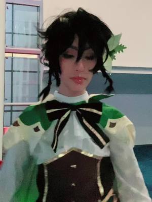 A post by @littleprincecosplay on TikTok caption: thank you @tohrusrat_ for showing me the dance mwah || #venticosplay #genshinimpactcosplay #GenshinImpact #ventithebard #animematsuri2021