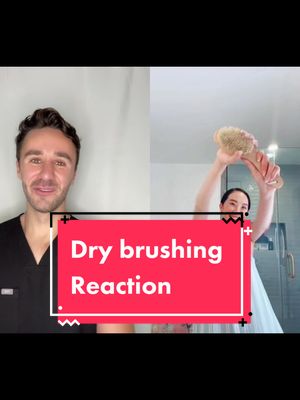 A post by @dr.ryan.md on TikTok caption: #duet with @chrisellelim Does dry brushing get rid of cellulite? #drybrushing #drybrush #cellulite #doctorreacts #dermtok