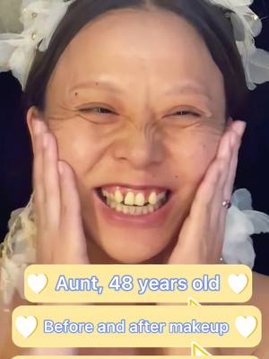 A post by @twnb071 on TikTok caption: #makeup 48 years old, aunt, before and after makeup