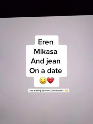 A post by @nocoxart on TikTok caption: Im waiting for 2 million likes 😔 #eren #jean #mikasa #attackontitan #anime #art #whatashame #fyp #foryou