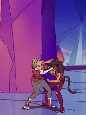 A post by @gayshows on TikTok caption: nothing. just this scene. #shera #sheraandtheprincessofpower #foryoupage #foryou #fypシ #fy #catra #adora #catradora