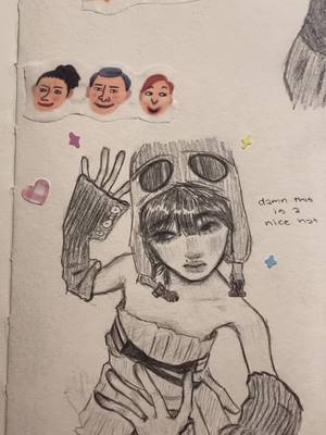 A post by @dai.lev on TikTok caption: my friend gave me stickers and the hat reminded me of splatoon #art #fyp #sketch #draw #drawing #traditionalart #fypシ #portrait #sketching ty sydney😘