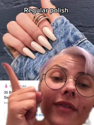 A post by @notreallypeachy on TikTok caption: #greenscreenvideo shimmer nails rubs me the wrong way