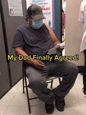 A post by @brito.marcos8 on TikTok caption: My Dad finally agreed to get his first COVID 19 shot!!