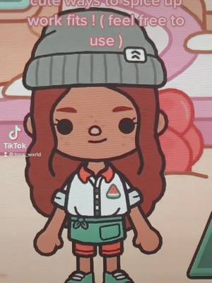 A post by @toca_wxrld on TikTok caption: if u use these in a video pls give credit !! but here are some cute ways to make ur work fits cute <3 #fyp #tocaboca