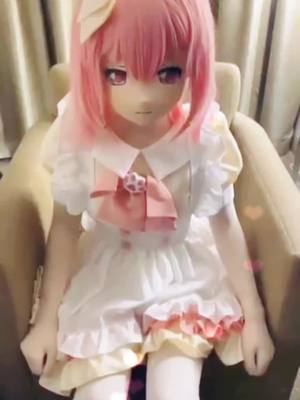 A post by @kigwaifu on TikTok caption: (；ω；) #animegao #kigurumi #kigurumimask #anime #manga #cute #kawaii #cosplay #cosplaygirl #creepy #scary #fypシ