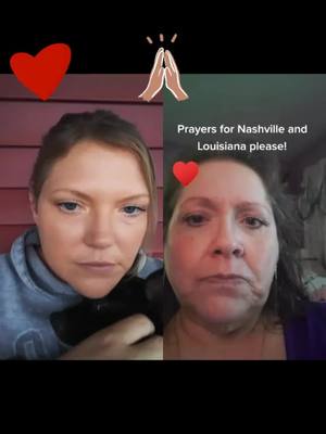 A post by @jordynwoodall1988 on TikTok caption: #duet with @tina_and_jax #prayersfornashville #prayersforlouisiana #redheartsclub #fypシ