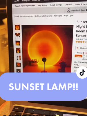 A post by @amazonpromocodes7 on TikTok caption: #sunsetlamp #fyp #amazonfinds #amazonpromo #amazondiscounts #UltaBeautyatTarget #fyp #sunlamp