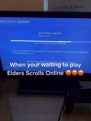 A post by @grantrobinson52 on TikTok caption: When your waiting to play Elders Scrolls Online 😡 and you have a slow Ethernet connection 😡