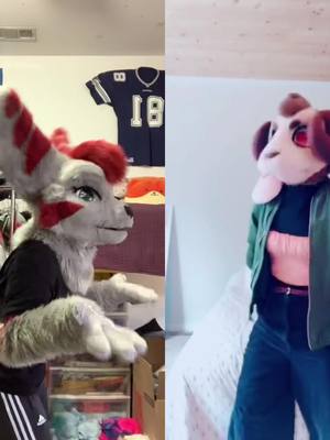 A post by @blackcheetah905 on TikTok caption: #duet with @mira_image NEVER LET A SHEEP TOUCH THE BROWS🙄🤚🏾Terri will be indisposed at the moment👀 #furry #fursuit #foryoupage #lombax #fyp #viral