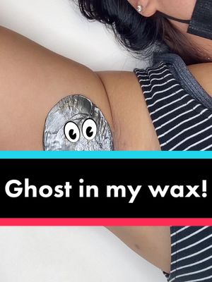 A post by @amandacharmedwaxandskin on TikTok caption: Is there a ghost in my wax? #spooky #ghost #wax #BenefitOfBrows #underarmwax #satisfying #tucsonwax #tucson #FlauntItChallenge #waxing #fyp #boo #👻