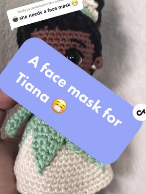 A post by @madebyvic on TikTok caption: Reply to @camichester16  she is vaccinated, but she still wears a mask 😷 #chiacraftspatterns #crochetprincess #disneyprincessart