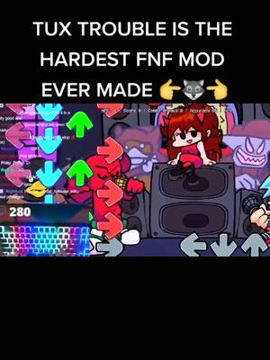 A post by @itswolfiii on TikTok caption: this friday night funkin mod (Tux Trouble) is the hardest fnf mod ever made! I cant even read this #fridaynightfunkin #fnf #fridaynightfunkinmeme