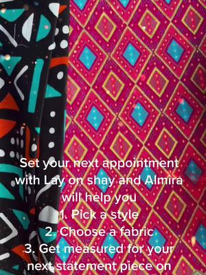 A post by @almiraleonche3 on TikTok caption: DM to set your appointment time. (DMV area) or call 202-743-0633. #afrobeat #fashion #dmvlife #afrodance #africanfashion #ankara  #diyfashion #Love