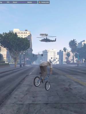 A post by @ev_plex on TikTok caption: bozo in heli destroyed by bmx 😂🤣 #gta5 #fivem