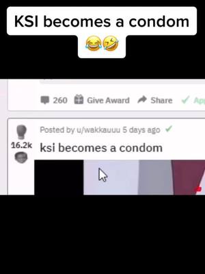 A post by @funny_ksi on TikTok caption: KSI becomes a condom😂🤣 #foryou #ksi #condom #funny #ksiclips #babatunde