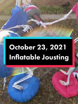 A post by @bobscary on TikTok caption: Looks like it’ll be a #nobonesday for Bob’s friend, pretty soon. #montypythonandtheholygrail #halloween #americangladiators #jousting