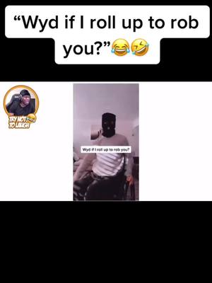 A post by @funny_ksi on TikTok caption: “Wyd if I roll up to rob you?”😂🤣 #foryou #ksi #funnyksi #rob #stairs #wheelchair #badcombo