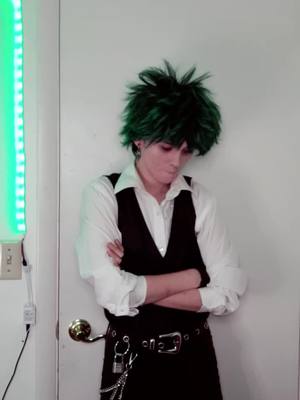 A post by @cosmiccrush on TikTok caption: Sorry, but it's too late to be a hero. || #Deku #VillianDeku #MHA #MyHeroAcademia #Cosplay #VillainAu