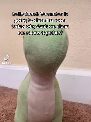 A post by @cucumberlovesyou on TikTok caption: 🥒❤️Cucumber helps his friend clean their room! ❤️🥒 #cucumberlovesyou #cuketok #room #SamsClubScanAndGo #mentalhealthmatters #foryou