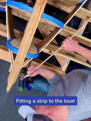 A post by @preszlerwoodshop on TikTok caption: #wood #woodworking #boat #boatbuilder #woodworker #woodshop #canoe #DIY #fyp