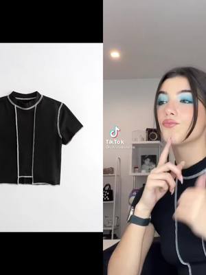 A post by @0237590t on TikTok caption: #duet with @charlicloset27 Item: Step Hem Mock Neck T-Shirt Store: Hollister Price: 25.00 #fyp #foryou #foryoupage