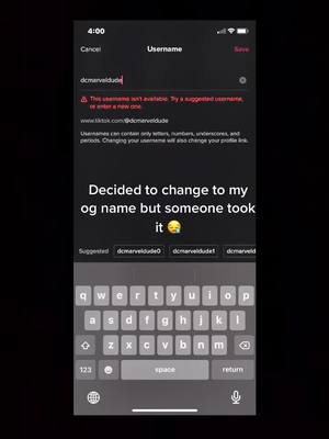 A post by @dcmarv3ldude on TikTok caption: I know I don’t post that much but like I want my og name back#dcmarveldude