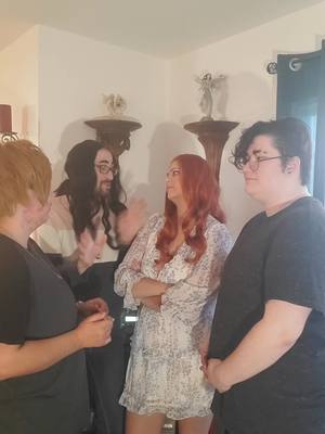 A post by @puff_cos on TikTok caption: POV: Remus is unavailable for prank planning, so they get Lily involved. #hp #lilyevans #jamespotter #mauaraders #Siriusblack #pettigrew @flairfulboi