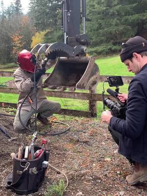 A post by @metalmaker on TikTok caption: @weldscientist on the #lincolnelectric #lincolnranger #lincolnwelding #LN25 #miniexcavator #pipeline #equipmentwelder #farmfresh #farmbuilt #steel