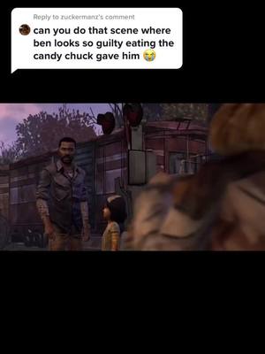 A post by @ooctwdg on TikTok caption: Reply to @zuckermanz #TWDG #TheWalkingDeadGame #LeeTWDG #BenTWDG #ClementineTWDG #TellTaleGames #TellTale #OutOfContext #OOC #FYP