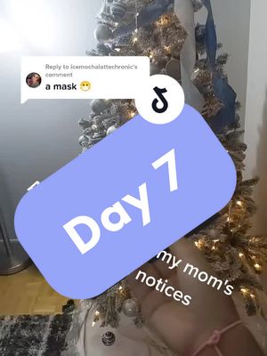 A post by @ihatewinter_24 on TikTok caption: Reply to @icemochalattechronic guys i do not have and alcohol stop asking LOL #christmastree #mad #mom #tampon #mask #fyp