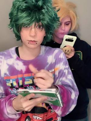 A post by @dyslexicreader on TikTok caption: @Nat 👍 just had to do video for this it’s so accurate! #fyp #bnha #class1a #deku #denki @puff_cos #cosplay #kaminari #izukumidoriya #kamideku