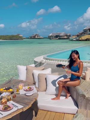 A post by @michutravel on TikTok caption: Lunch at your own private villa 🥂 who would you like to share this moment with? #tiktokttravel #viral #fyp #maldives #islandlife #travelthrowback