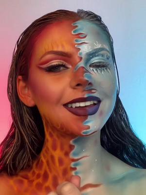 A post by @savvyshades on TikTok caption: 6 hours later…🔥❄️ #heatmeiser #snowmeiser #christmasmakeup #xmasmakeup #christmas #HangUpOnIt