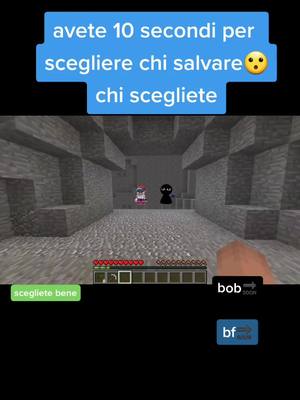 A post by @fridaynf098 on TikTok caption: 🤔e voi chi avreste salvato🤔 se metti like sei fan di fnf😂 #fnf#interagisci#challenge#meme#lsmeme#foryou#perteee#viral#interagisci🍀✨ #Minecraft