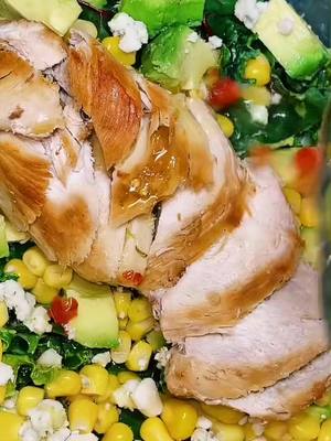 A post by @cesarsotok on TikTok caption: Chicken Corn Kale Salad 🥬 🌽                      #fyp #parati #helathyfood #kale #Kalesalad #corn #chickensalad #viral