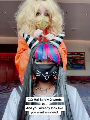 A post by @kayotic_queen on TikTok caption: When you taunt Mikan…. |Saionji- @fragglepunk #danganronpacosplay #ibukimiodacosplay #hiyokosaionjicosplay #sdr2