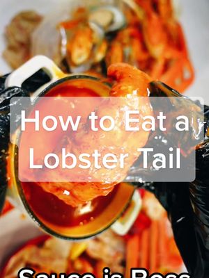 A post by @heyitzveee on TikTok caption: 🤯How to Eat a Lobster Tail! 🦞💦 #food #lobster #howto #Foodie