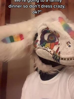 A post by @jazzlethedino on TikTok caption: I almost fell at the end 😍 #furry#furryfandom #foryou#foryoupage#fursuit#furry#raptor#raptormask#fursuiter#raptormaskfurry#bopthebritishboi#furrys