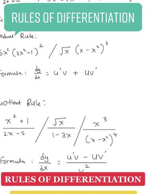 A post by @mathstutorhacks on TikTok caption: Rules of differentiation #fyp #foryoupage #mathsgcse #tiktokonlearn #revision #challange