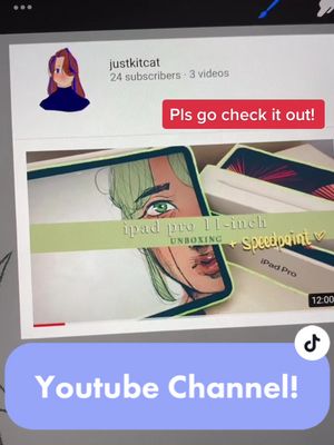 A post by @kitcat_202 on TikTok caption: (Let me know if this is on your FYP⚠️) I made a new video for my channel: Justkitcat. Go check it out and let me know if you like it!! #youtube #youtuber #digitalart #artist #fnaf #bnha #procreate #ipadpro