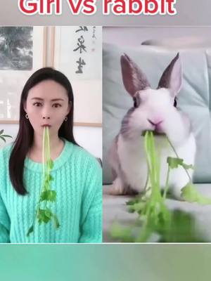 A post by @aobogoo on TikTok caption: Girl vs rabbit  #girl #beauty #cutegirl #fungirl #cutevideo #funnyvideos #foryou #cute #vs