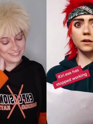 A post by @sparky_cosplayy on TikTok caption: #Duett mit @cookiecosplayers I hope you like it🥰💛 #bakugou #bakugoukatsuki #kirishima #kirishimaeijirou #kiribaku #bakushima #kirixbaku #bakuxkiri #fy #fyp